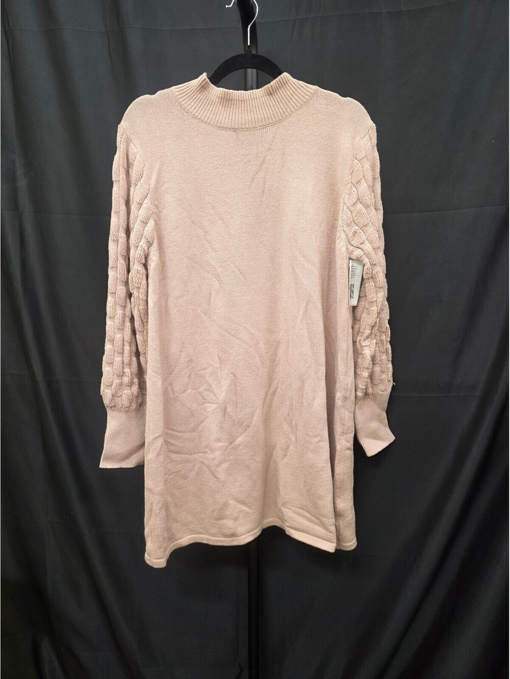 Women’s Long Sleeve Mock Neck Ribbed Knit Sweater Dress XL